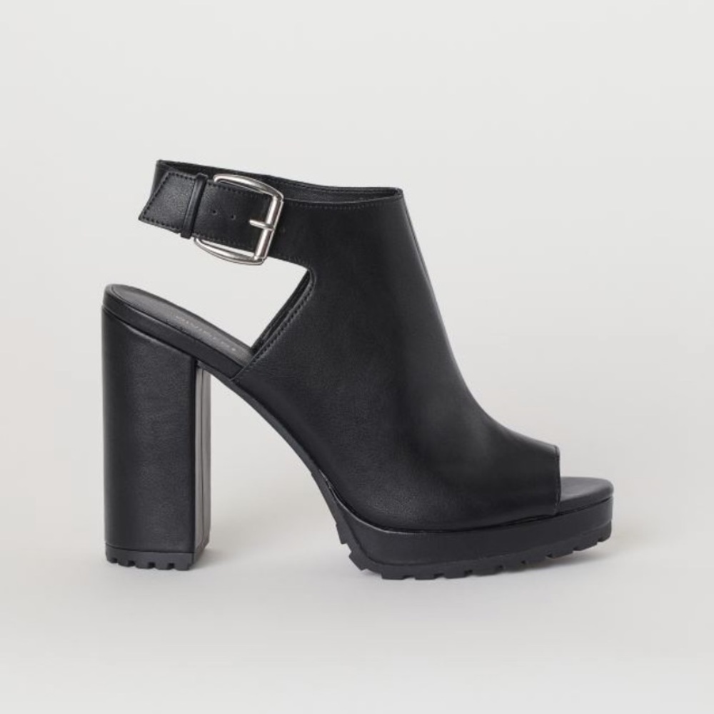 Faux Leather Ankle Boots Open Heels and Toe Size 6